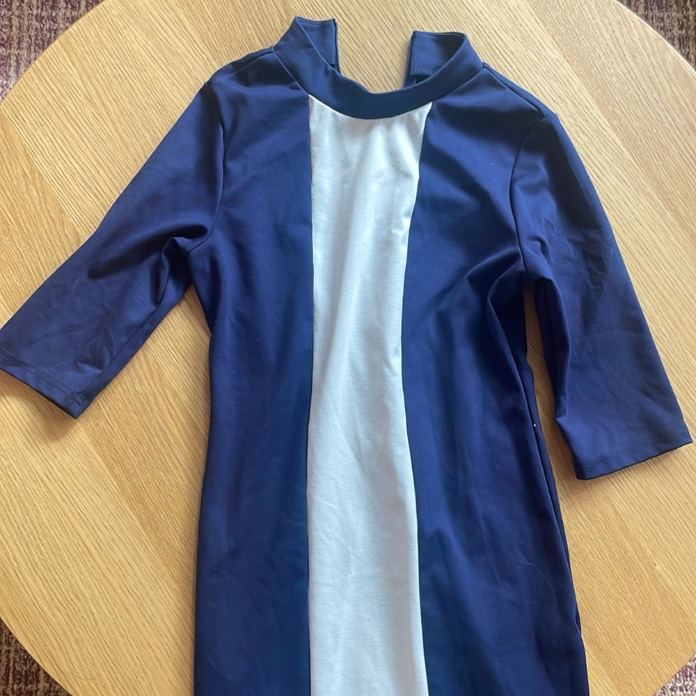 Miusol women’s dress, M, blue with vertical white stripe